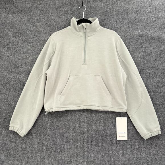 Lululemon Brushed Softstreme 1/2 Zip Pullover Cropped Sweatshirt Womens 8 Jade - Picture 1 of 9